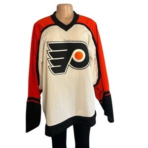 Vintage Philadelphia Flyers CCM Hockey USA Made Maska Jersey Shirt